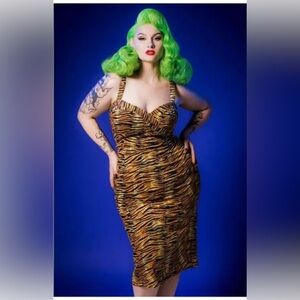 Deadly Dames Vamp Wiggle Dress 2X Tiger Print